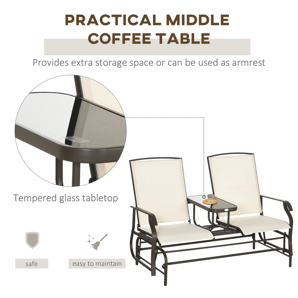 Gray Outdoor Glider Bench with Center Table G9767