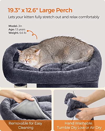 Light Gray Cat Tree with 2 Cat Caves and Scratching Post W77278