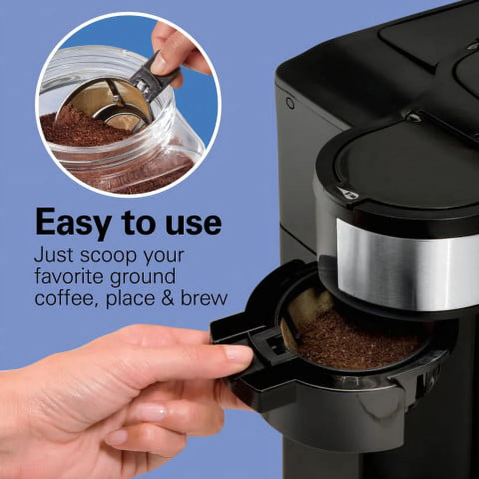 2-Way Coffee Maker, Single-Serve or 12 Cups, Glass Carafe, Black X573