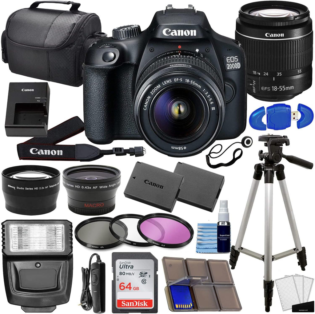 Black DSLR Camera with 18-55mm Lens 64GB Card Extra Battery U756