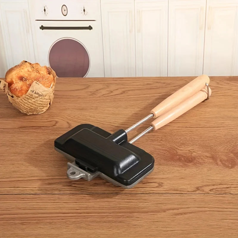 Non-Stick Dual-Sided Sandwich Waffle Maker Alloy Panini Grill Q1201