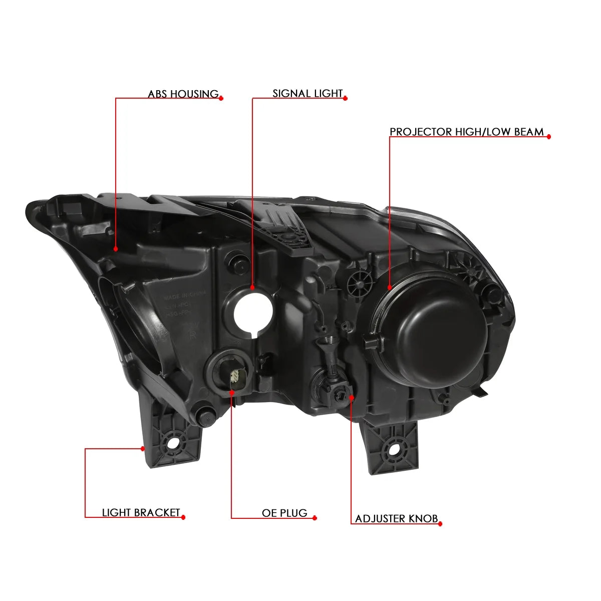 Pair Factory Style Projector Headlight Lamp with LED Side Marker Light Black Housing Clear Corner Z4392