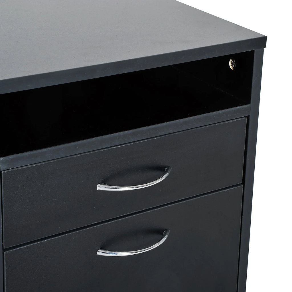 24" Rolling End Table Cart Nightstand Organizer, Black F35471