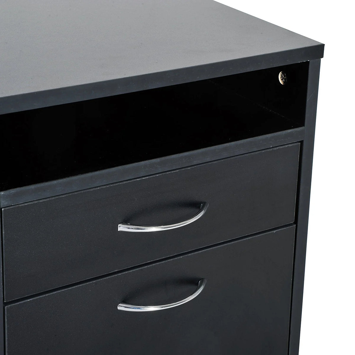 24" Rolling End Table Cart Nightstand Organizer, Black F35471