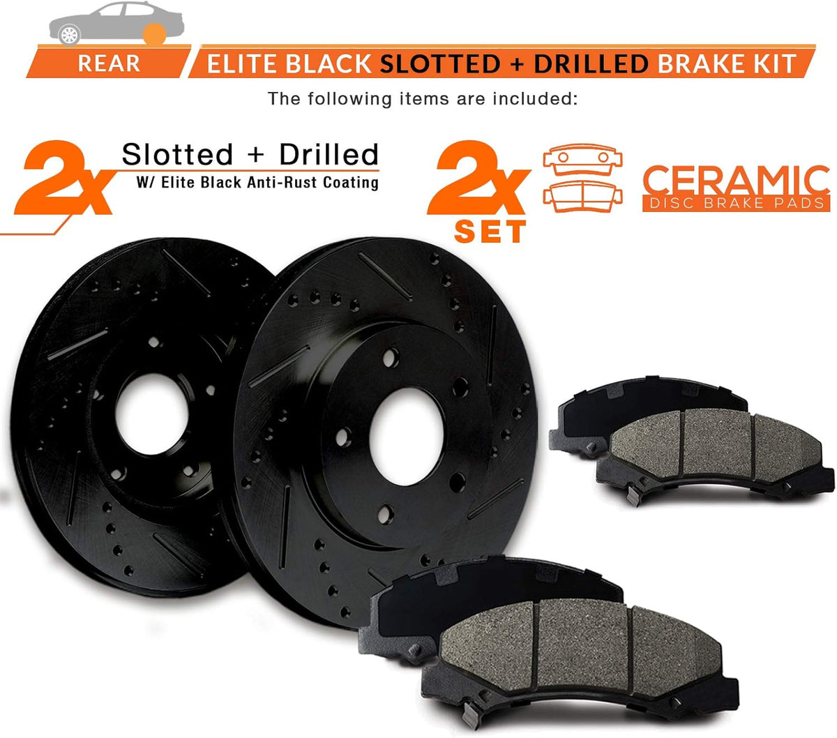 Rear Carbon Ceramic Brake Rotors with Pads O533