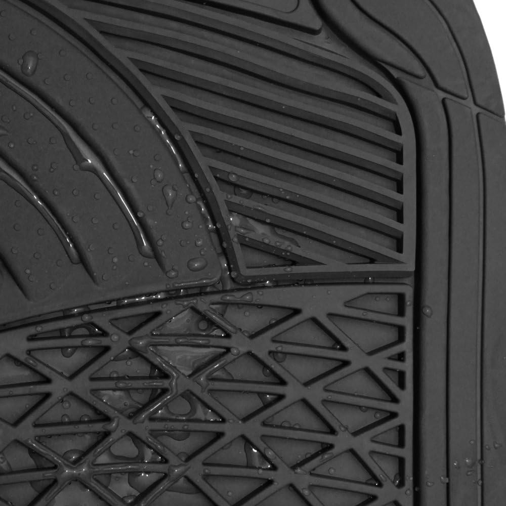 Black 4-Piece Rubber Floor Mats B354758