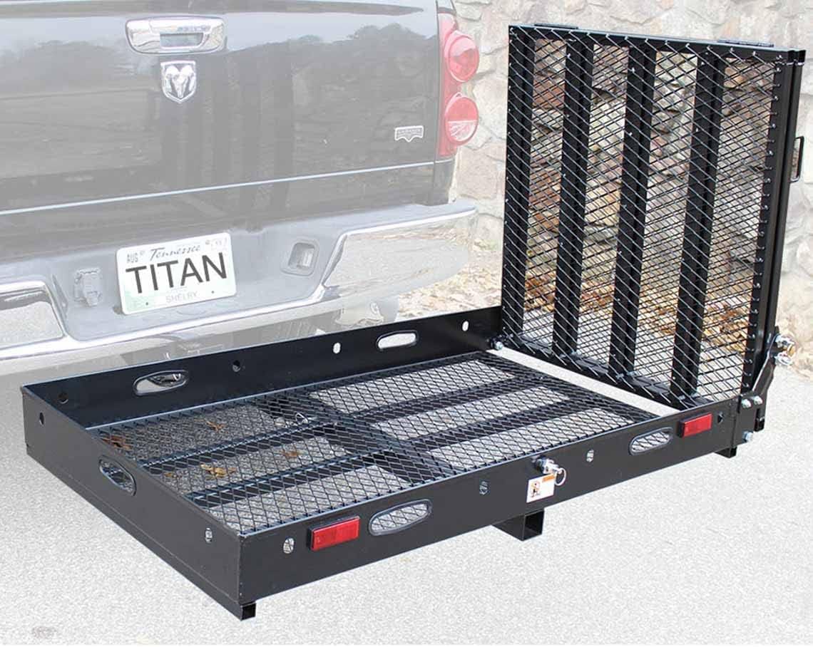 Hitch Mounted Aluminum Carrier with Ramp for Wheelchairs and Scooters U244311
