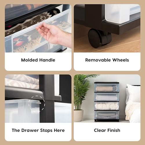 Black Plastic 5 Drawer Rolling Storage Organizer K61705
