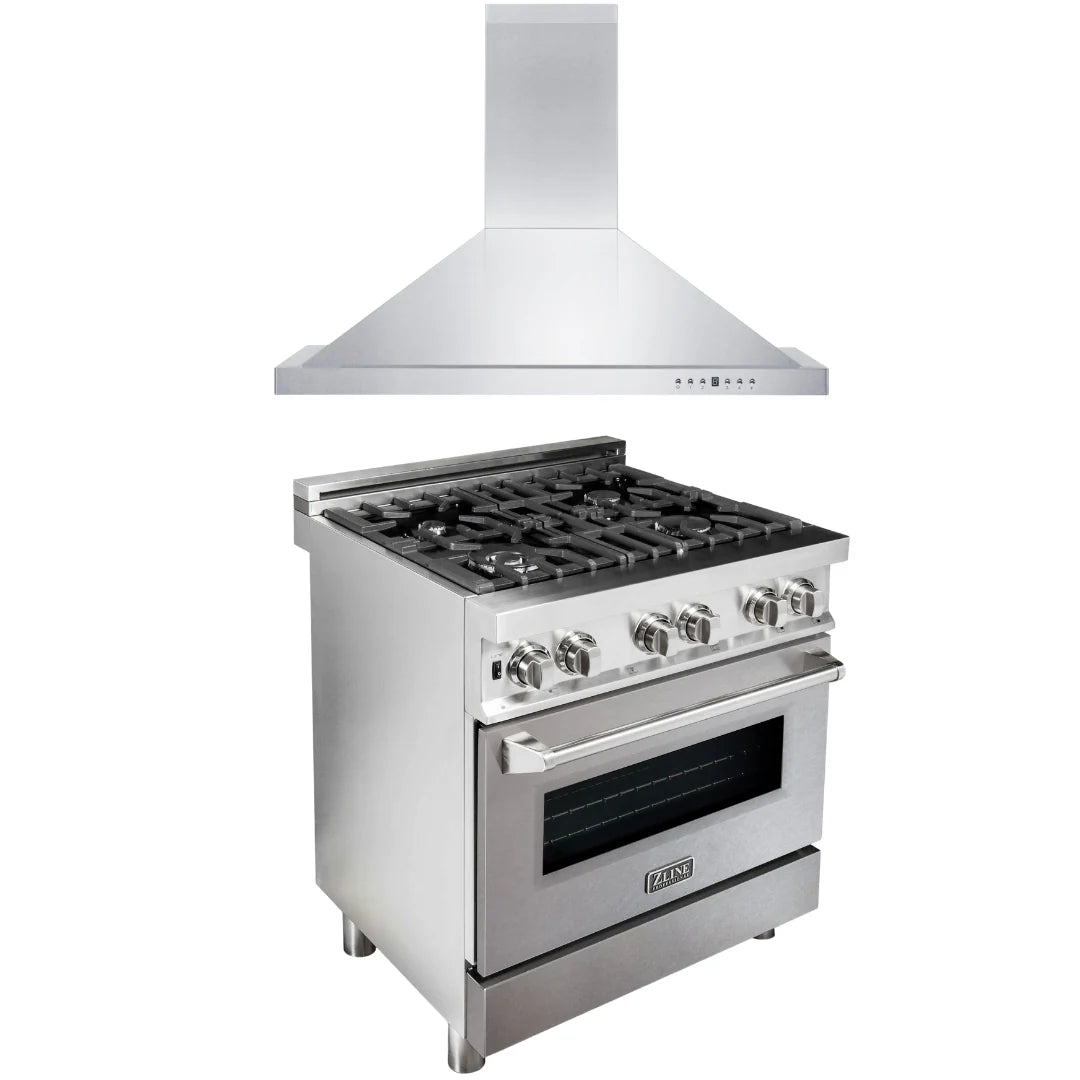 30 in. Dual Fuel Range and Range Hood Appliance Package K950