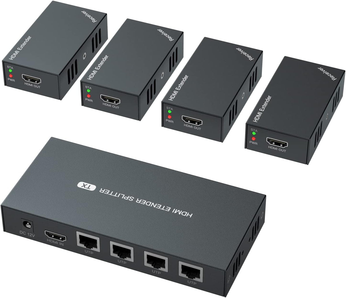 HDMI Extender Splitter 1x4 1080P@60Hz Over Cat 5E/6/7 Ethernet Cable 50m R97389
