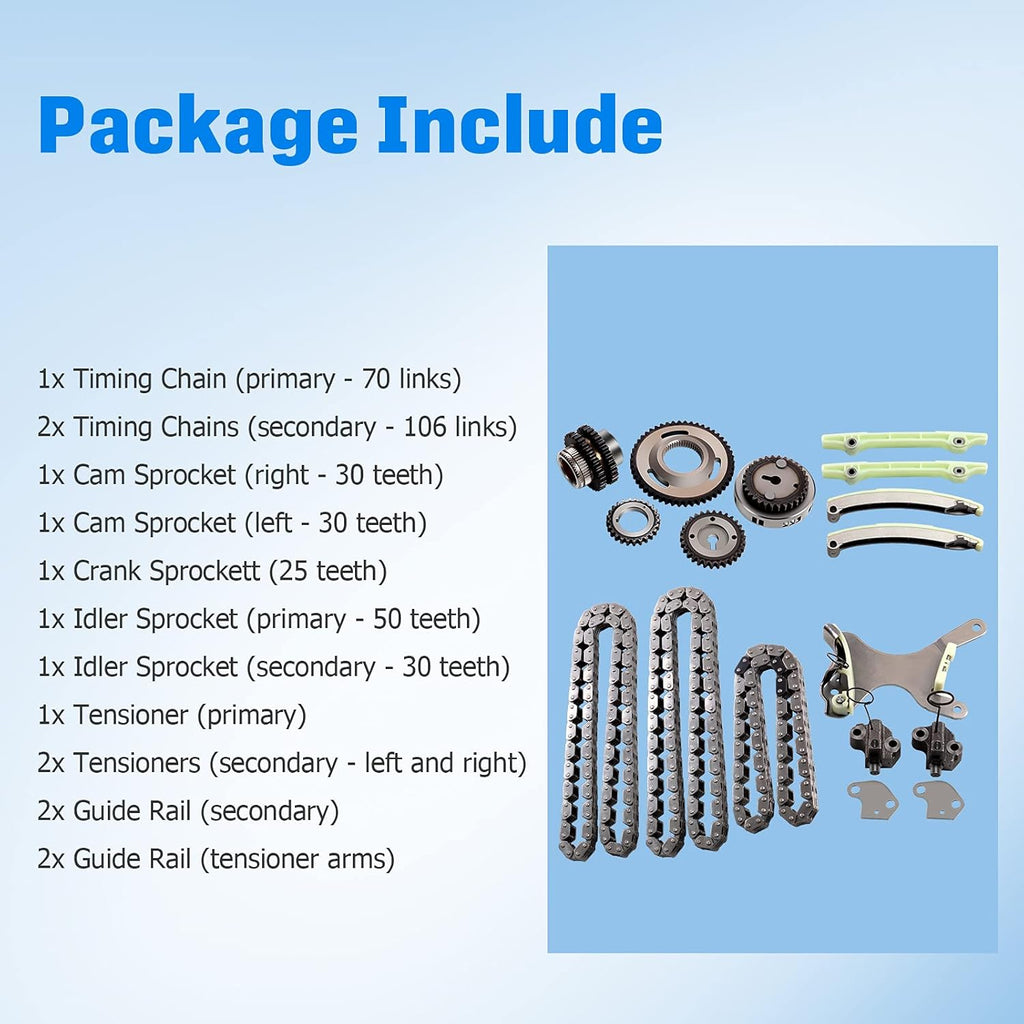 Timing Chain Kit Tensioner Guide Rail Cam Sprocket Crank Sprocket Idler Sprocket M6829