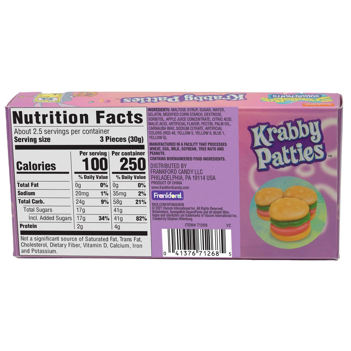 SpongeBob SquarePants Krabby Patties Gummy Candy Box, 2.19oz F1496