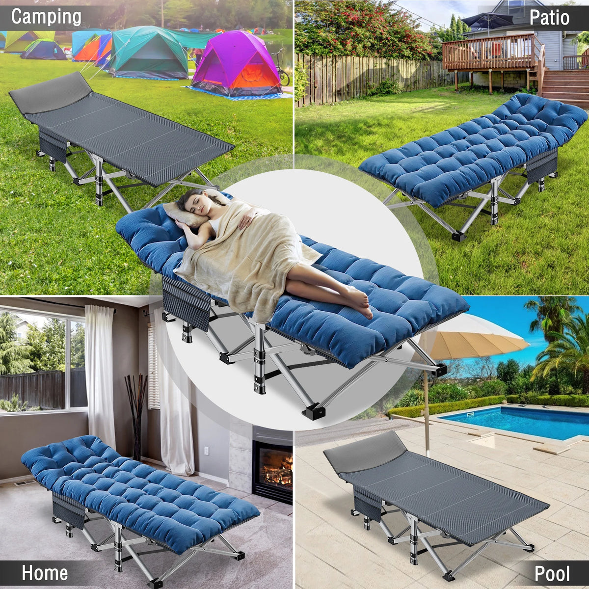 Folding Camping Cot with Carry Bag I925964