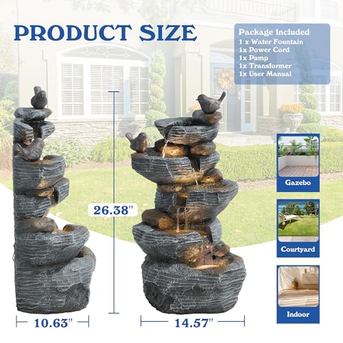 5-Tier Cascading Rock Water Fountain with Lights X11232
