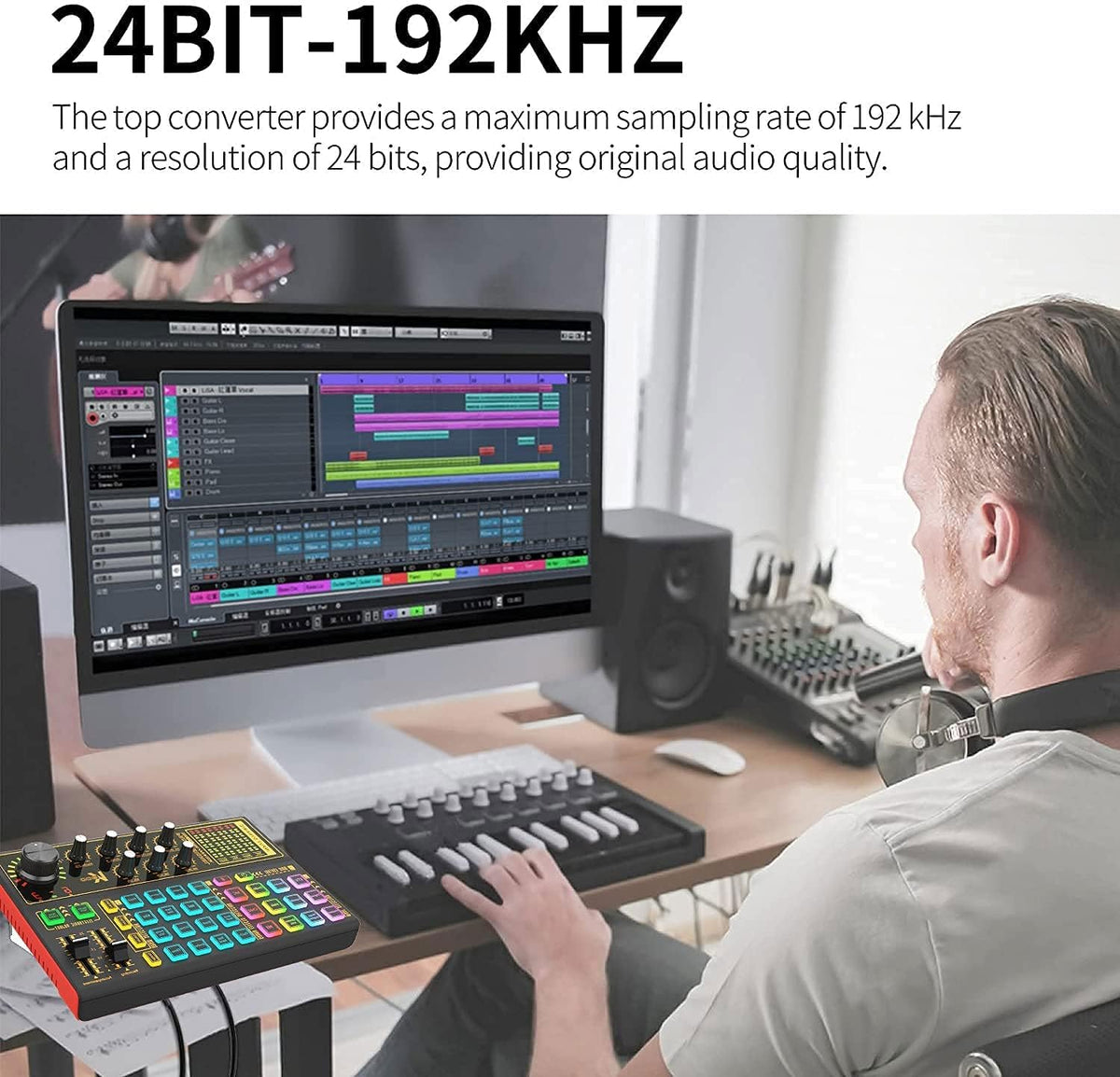 Pack of 2 Audio Interface with Audio Mixer and Live Sound Card D679424