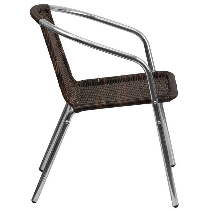 Aluminum Rattan Dining Chair in Dark Brown X130653