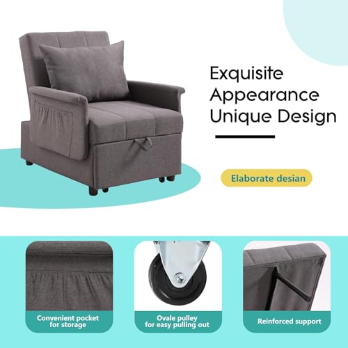 PU Leather Sleeper Chair Bed with Adjustable Backrest L665