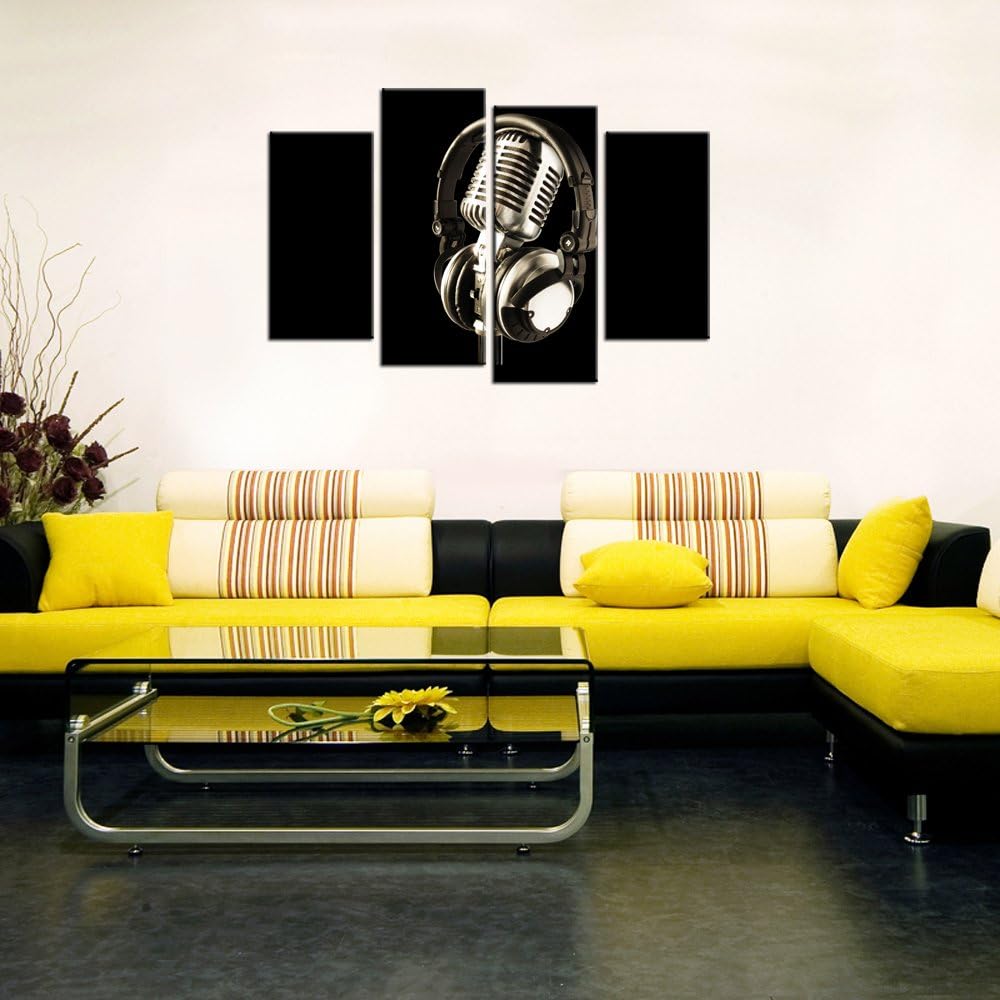 Black and White Framed Canvas Wall Art 4 Panels U184