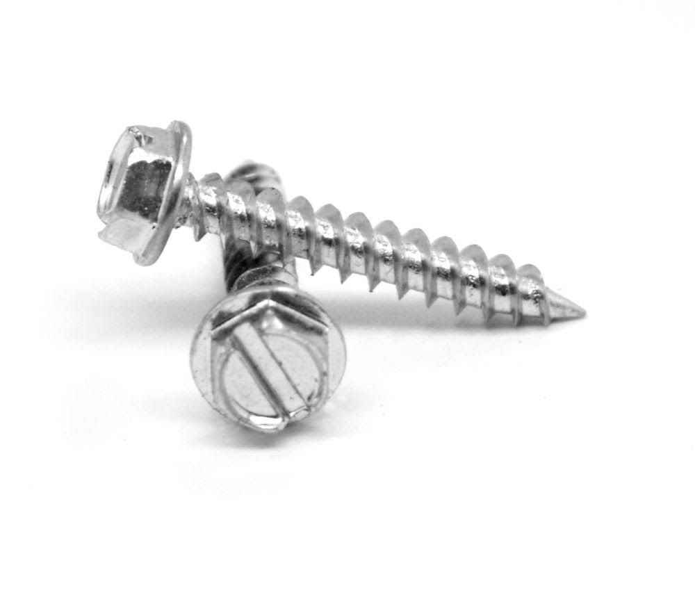 14-10 x 2 1/2 x 22 Sheet Metal Screw Slotted Hex Washer Head Type A Low Carbon Steel Zinc Plated Pk 800 P62219