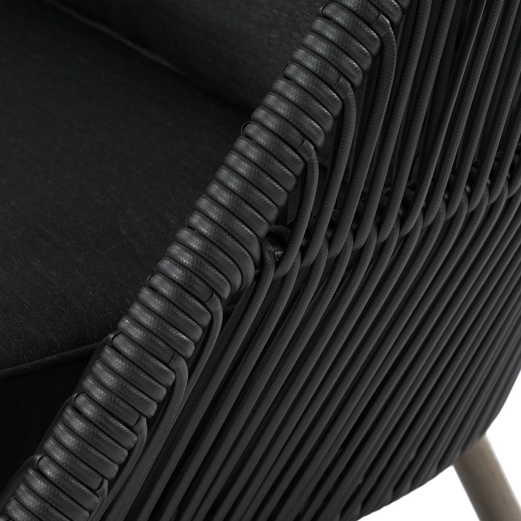 Black Wicker Outdoor Accent Chair with Cushions B581398