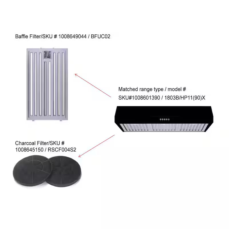 36 in. W Convertible Under Cabinet Range Hood in Black with LED Lighting and Charcoal Filter M67160
