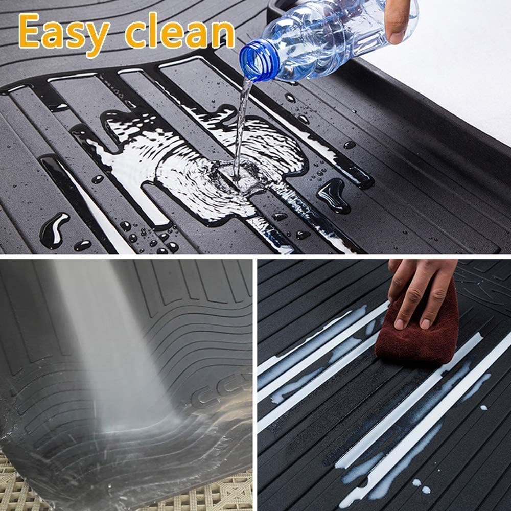 Black Heavy Duty Rubber Waterproof Rear Cargo Tray Trunk Floor Mat Protector Pack of 2 L875