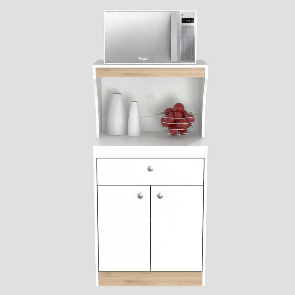 White and Vienes Oak Microwave Cabinet V2731
