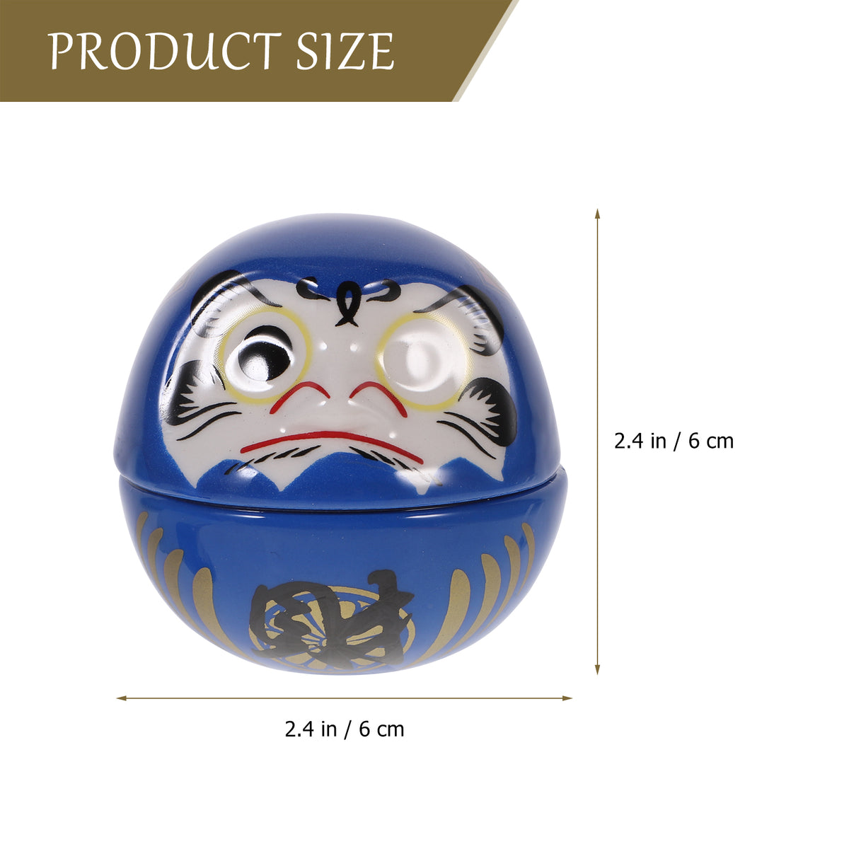 2pcs Daruma Japanese Ochoko Tumbler Ceramics Porcelain Dolls Statue Black Y9012