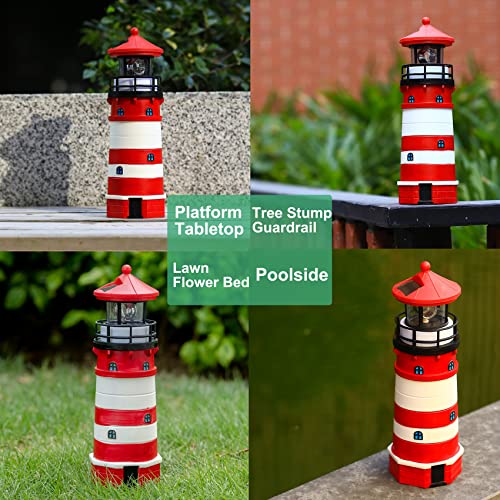 Solar Powered Lighthouse Decor with Rotating Beacon K91278