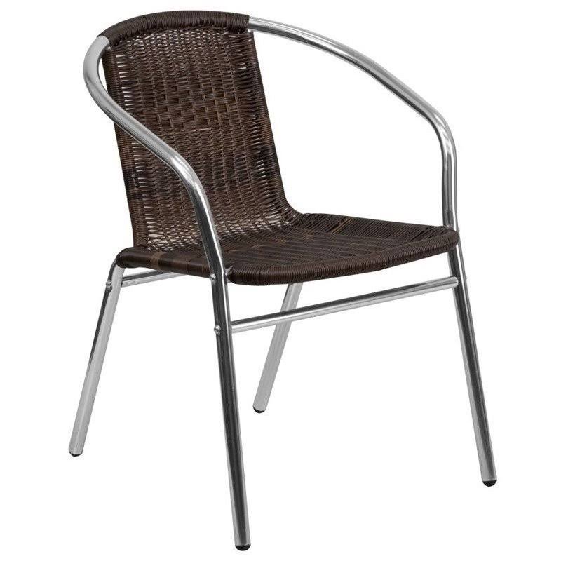 Aluminum Rattan Dining Chair in Dark Brown X130653