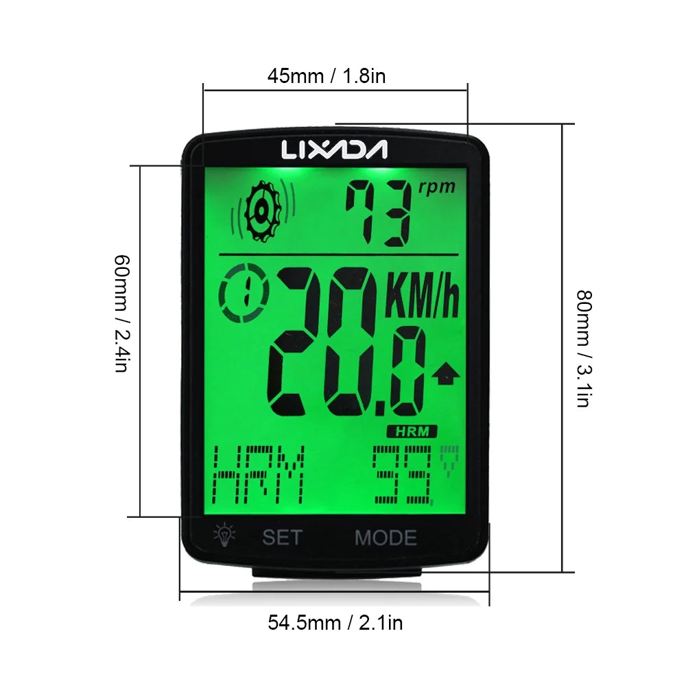 3 in 1 Wireless Bike Computer with Heart Rate Sensor Speedometer Odometer X397644