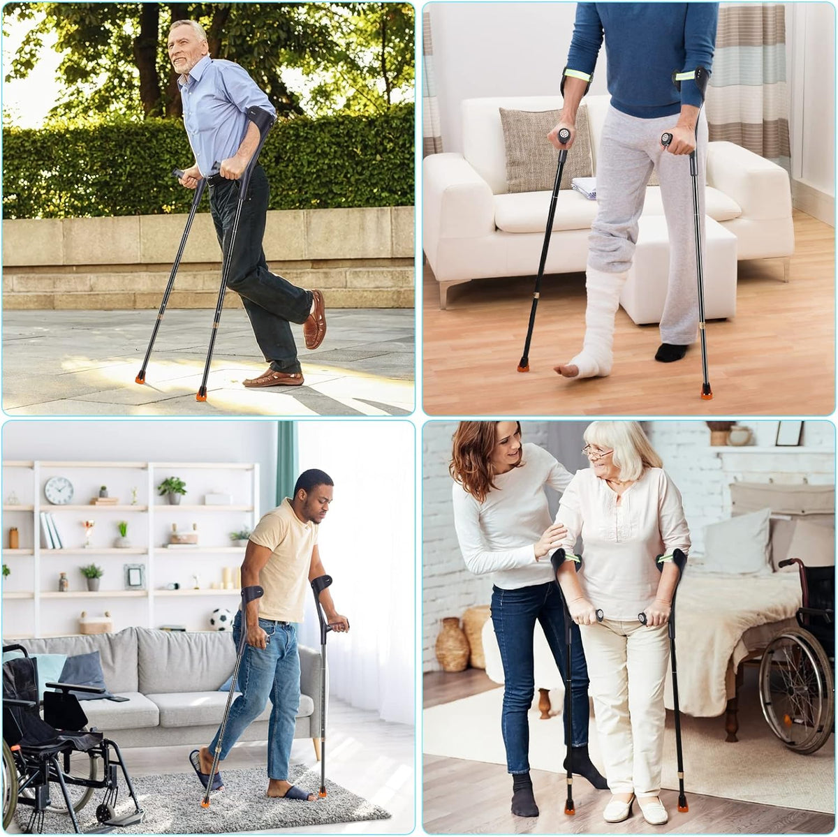 Red Lightweight Adjustable Forearm Crutches B8995