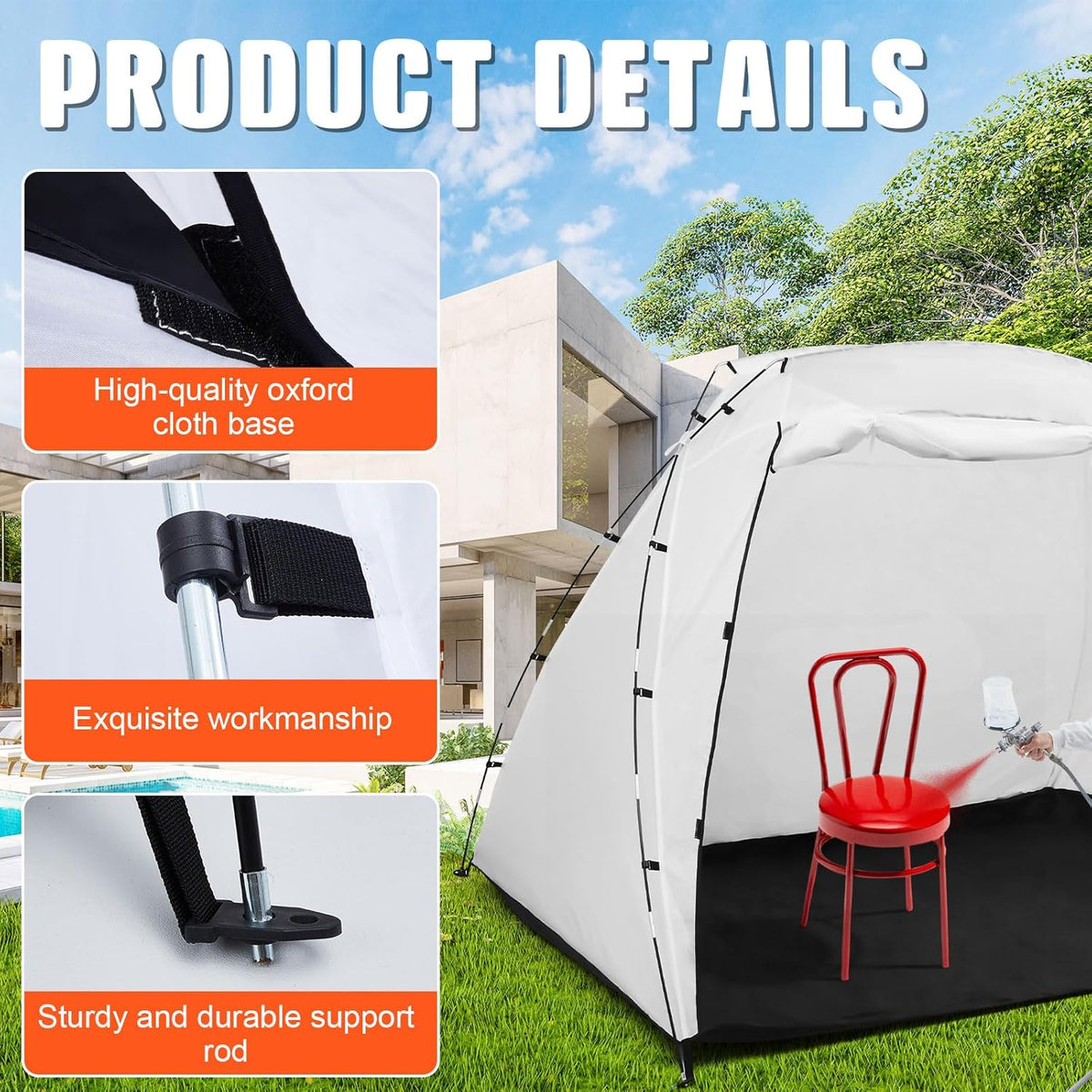 White 8.5 x 6 x 5.5 ft Portable Paint Booth Spray Paint Tent Q97875