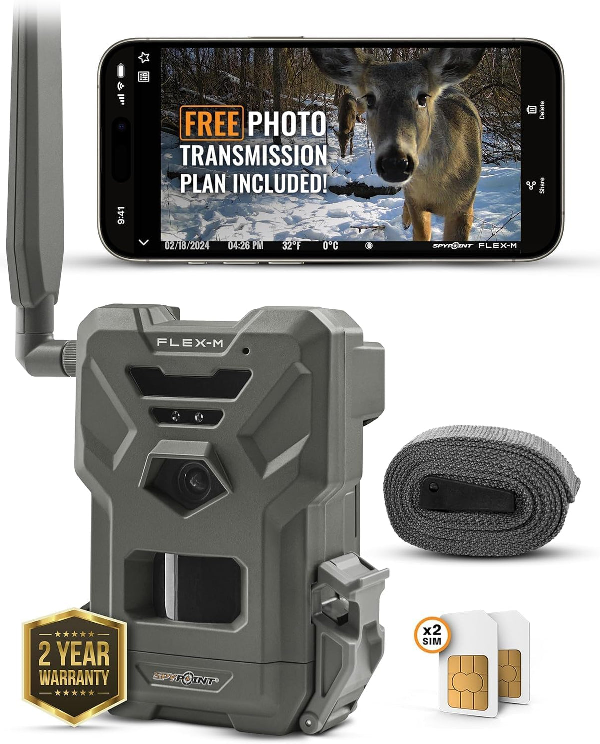 Twin Pack Cellular Hunting Trail Cameras with Night Vision, 28MP Photos, 720p Videos, Two Straps, Two 32GB SD Cards O469