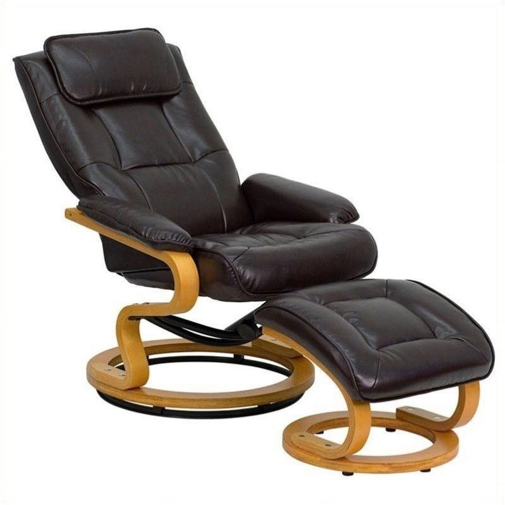 Brown LeatherSoft Recliner and Ottoman H806