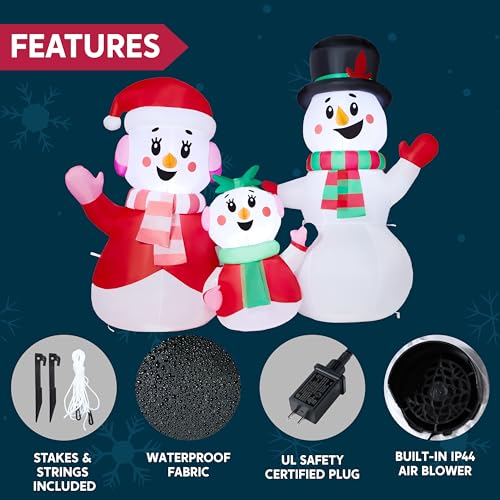4 FT Christmas Inflatables Snowman Family with Build-in LEDs N120