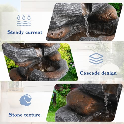 5-Tier Cascading Rock Water Fountain with Lights X11232