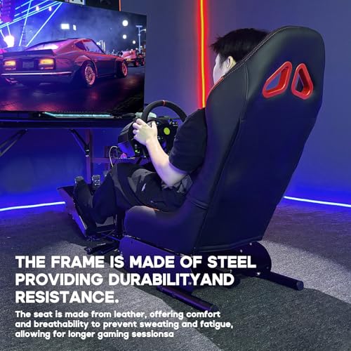 Racing Simulator Cockpit Steering Wheel Stand with Seat Gaming Chair D487