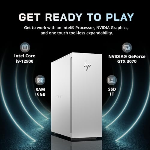 Envy Desktop Computers, Intel Core i9-12900, 64GB DDR4 RAM, 2TB SSD, GeForce RTX 3070 8GB GDDR6, Windows 11 Pro, Black Wired Keyboard and Mouse N830