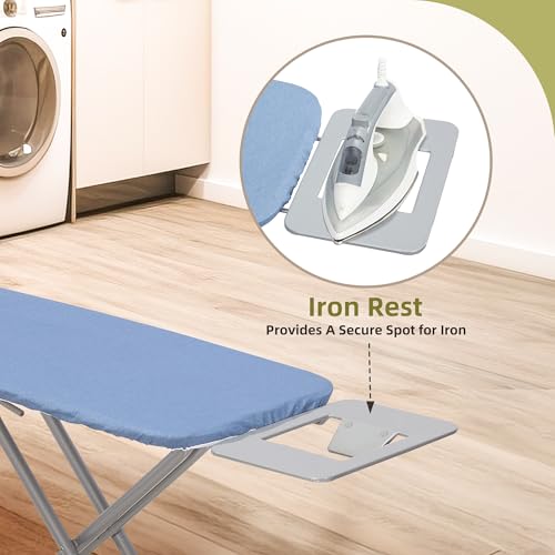 Gray Checkered 45" x 14" Adjustable Height Ironing Board with Padded Removable Cover U1894