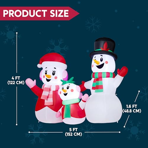 4 FT Christmas Inflatables Snowman Family with Build-in LEDs N120
