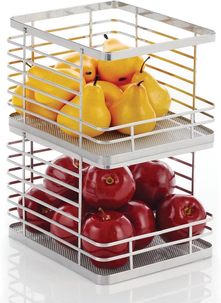 Metal Wire Stackable Storage Organizer Bin Basket 2 Pack C6240