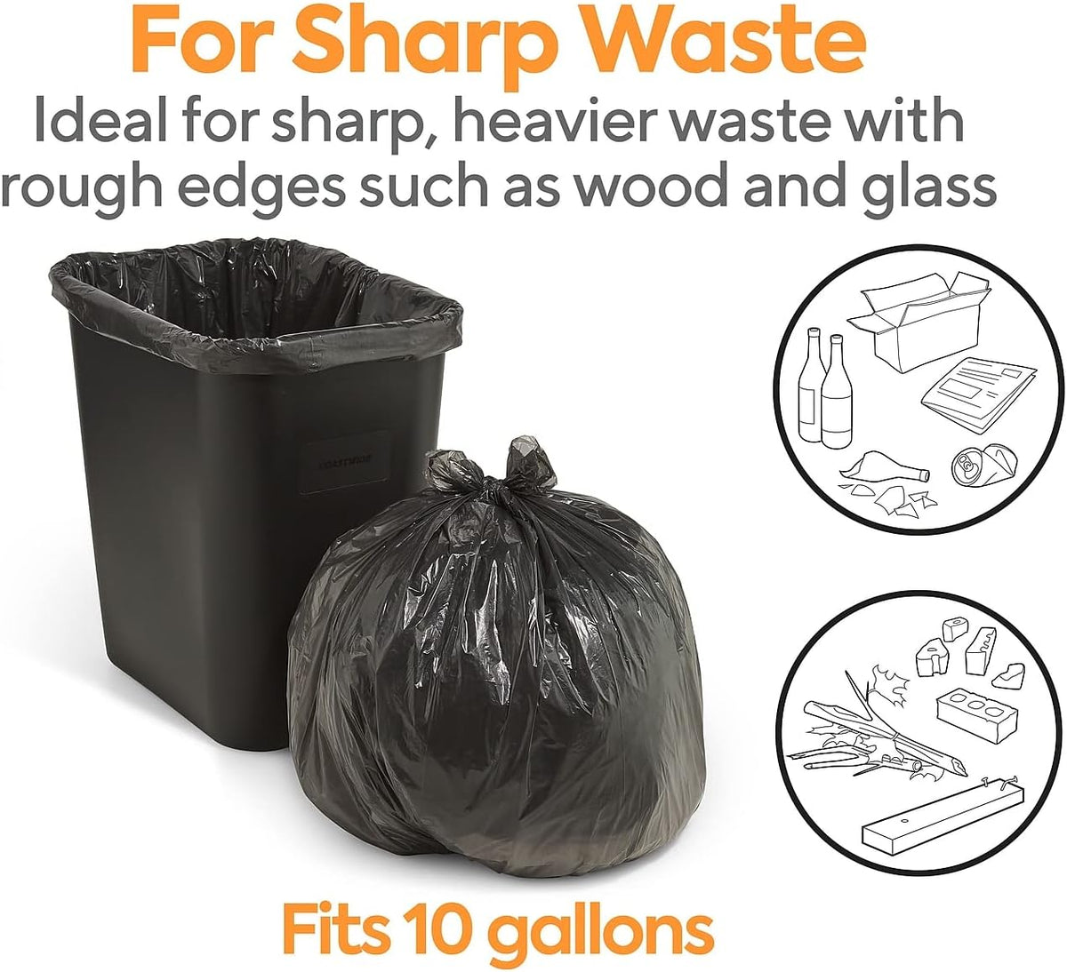 500 CT 7-10 Gal Black Trash Bags F137641