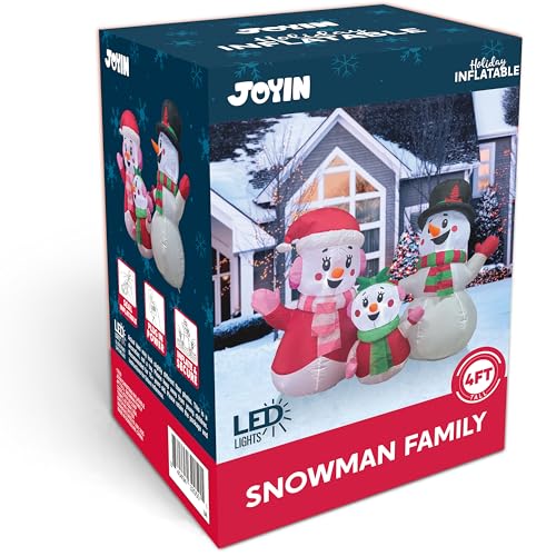 4 FT Christmas Inflatables Snowman Family with Build-in LEDs N120