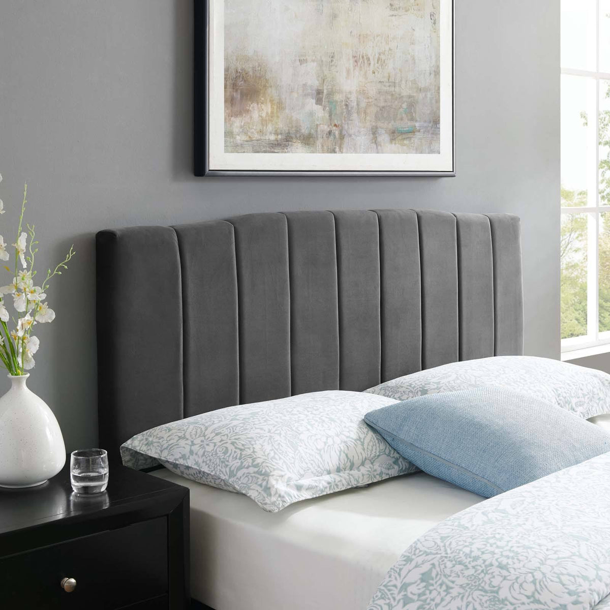 Navy Performance Velvet Full/Queen Headboard F825