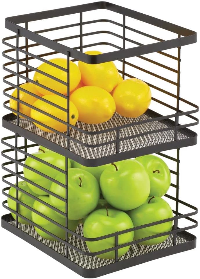 Metal Wire Stackable Storage Organizer Bin Basket 2 Pack C6240