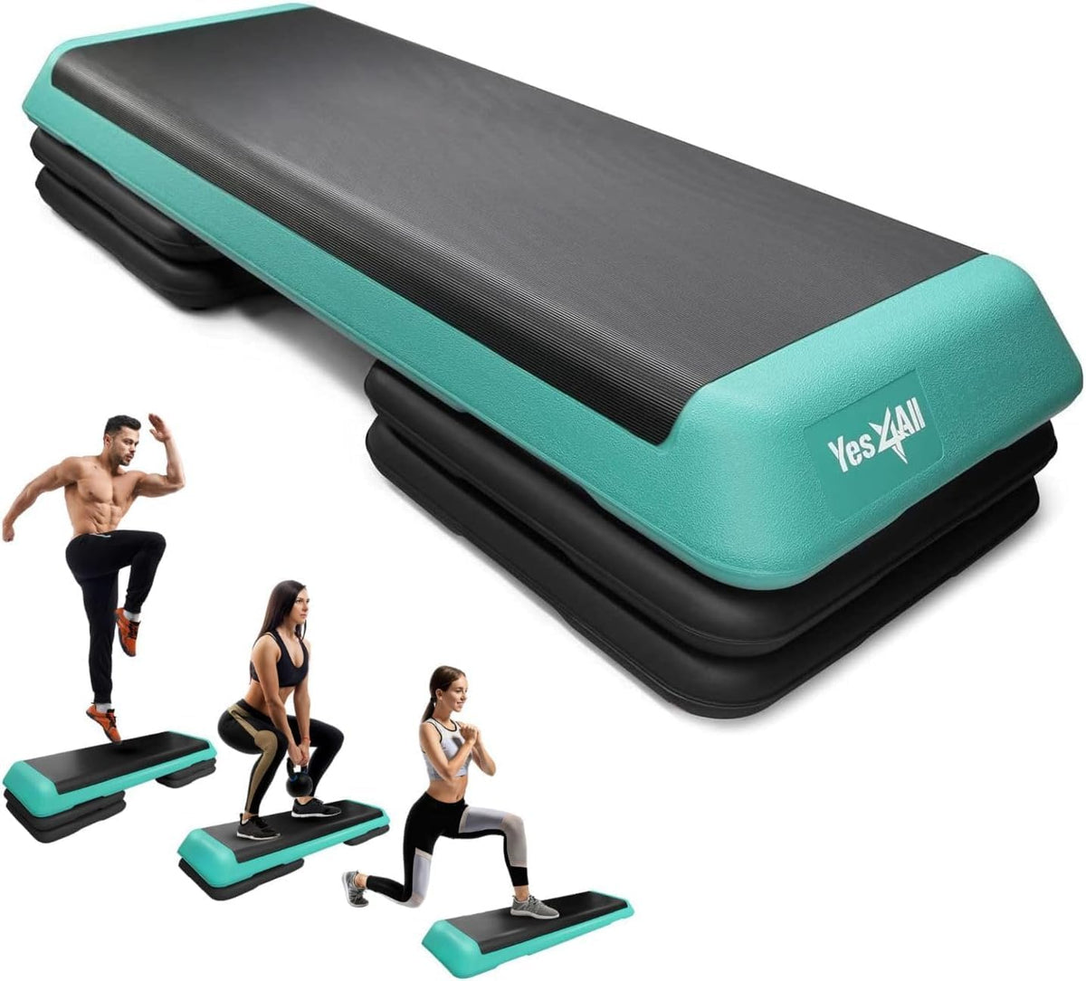 Adjustable Aerobic Exercise Step Platform with 4 Adjustable Risers E698287