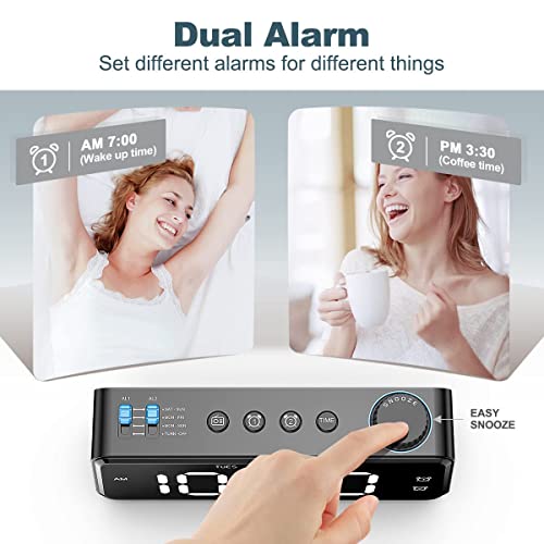 6.5'' Large Display Digital FM Radio Alarm Clock with USB Charging Port F2281