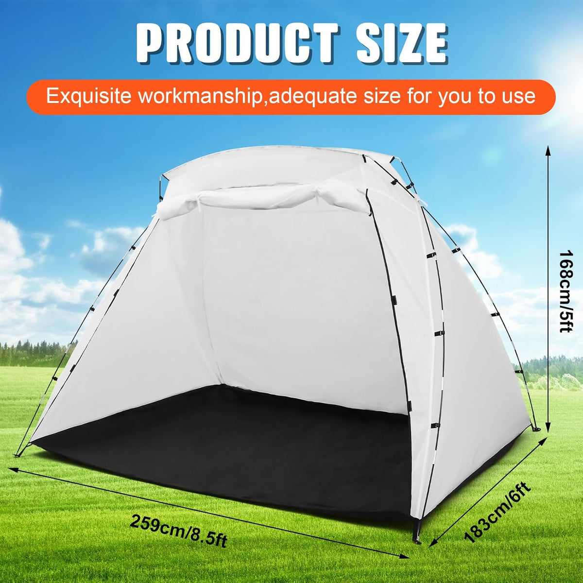 White 8.5 x 6 x 5.5 ft Portable Paint Booth Spray Paint Tent Q97875