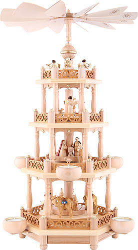 3-tier Natural Christmas Pyramid with Tealights F226002